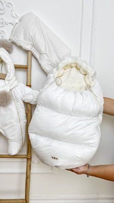 Футмуф конверт кокон зимовий дитячий в коляску молочний 2774 фото